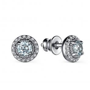 Серебряные серьги АЛЬКОР с топазом и фианитом 02-3190/00ТБ-00 фото