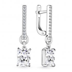 Серебряные серьги АЛЬКОР с фианитом и горным хрусталём 02-3191/00ГХ-00 фото