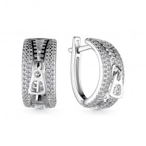 Серебряные серьги АЛЬКОР с фианитом 02-3198/00КЦ-00 фото