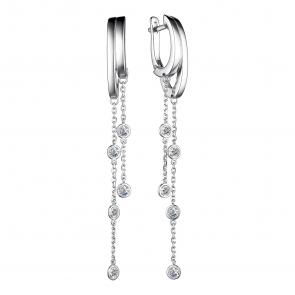 Серебряные серьги АЛЬКОР с фианитом 02-3217/00СВ-00 фото