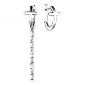 Серебряные серьги-кресты АЛЬКОР с фианитом 02-3231/00КЦ-00 фото