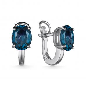Серебряные серьги АЛЬКОР с Лондон топазом 02-3276/0НСЛ-00 фото