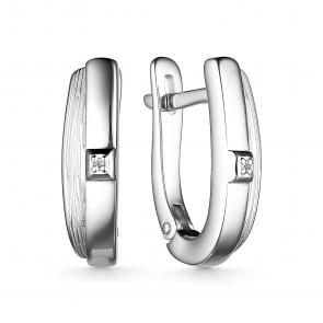 Серебряные серьги АЛЬКОР с бриллиантом 02-3279/000Б-00 фото