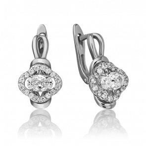 Серьги из белого золота Platina с фианитом 02-3282-00-501-1120-38 фото
