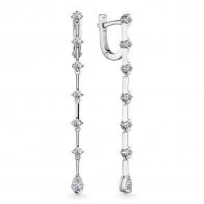 Серебряные серьги АЛЬКОР с фианитом 02-3290/00КЦ-00 фото