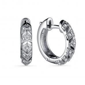 Серебряные серьги АЛЬКОР с фианитом 02-3308/00КЦ-00 фото