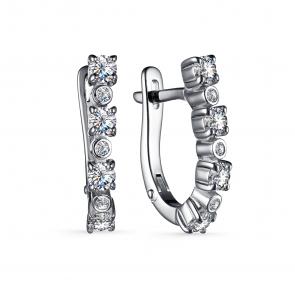 Серебряные серьги АЛЬКОР с фианитом 02-3334/00КЦ-00 фото