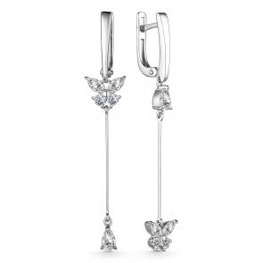 Серебряные серьги АЛЬКОР с фианитом 02-3340/00КЦ-00 фото