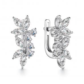 Серебряные серьги АЛЬКОР с фианитом 02-3341/00КЦ-00 фото