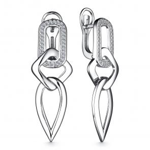 Серебряные серьги АЛЬКОР с фианитом 02-3374/00КЦ-00 фото