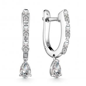 Серебряные серьги АЛЬКОР с фианитом и горным хрусталём 02-3378/00ГХ-00 фото