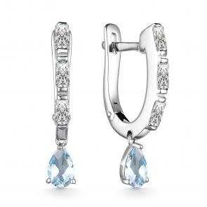 Серебряные серьги АЛЬКОР с топазом и фианитом 02-3378/00ТБ-00 фото