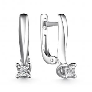 Серебряные серьги АЛЬКОР с бриллиантом 02-3389/000Б-00 фото