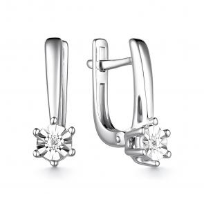 Серебряные серьги АЛЬКОР с бриллиантом 02-3390/000Б-00 фото