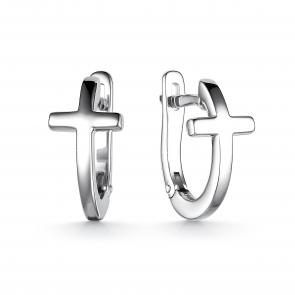 Серебряные серьги-кресты АЛЬКОР с фианитом 02-3424/0000-00 фото