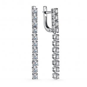 Серебряные серьги АЛЬКОР с фианитом 02-3433/00КЦ-00 фото