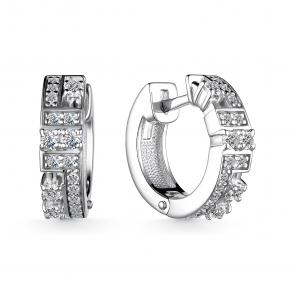 Серебряные серьги АЛЬКОР с фианитом 02-3463/00КЦ-00 фото