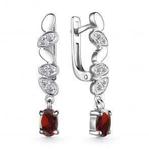 Серебряные серьги АЛЬКОР с фианитом и гранатом 02-3473/00ГР-00 фото