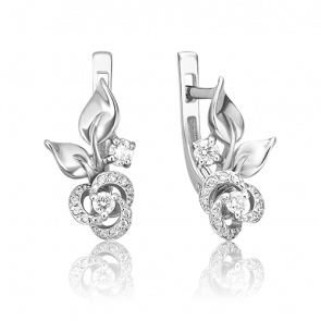 Серьги из белого золота Platina с фианитом 02-3477-00-501-1120-38 фото