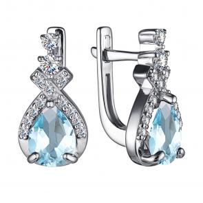 Серебряные серьги АЛЬКОР с топазом и фианитом 02-3485/00ТБ-00 фото