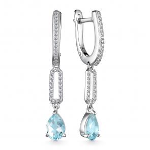 Серебряные серьги АЛЬКОР с топазом и фианитом 02-3486/00ТБ-00 фото