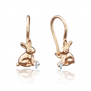 Золотые серьги Platina с фианитом 02-3495-00-401-1110-03 фото