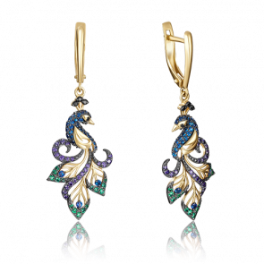 Серьги из лимонного золота Platina с фианитом 02-3499-03-404-1130-52 фото