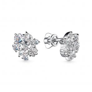 Серебряные серьги АЛЬКОР с фианитом 02-3514/00КЦ-00 фото