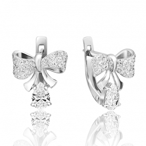 Серьги из белого золота Platina с фианитом 02-3518-00-501-1120-38 фото