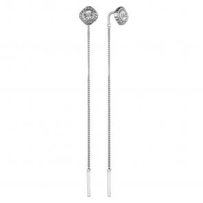Серебряные серьги АЛЬКОР с бриллиантом 02-3522/000Б-00 фото