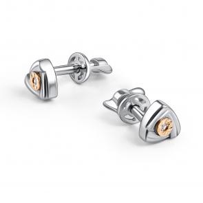 Серебряные серьги АЛЬКОР с золотой накладкой и бриллиантом 02-3530/000Б-00 фото