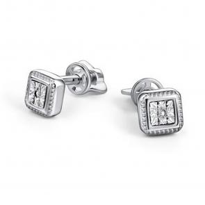 Серебряные серьги АЛЬКОР с бриллиантом 02-3531/000Б-00 фото