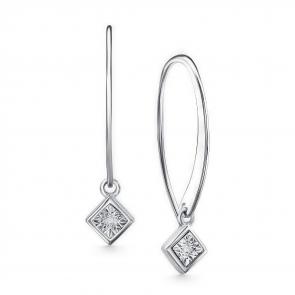 Серебряные серьги АЛЬКОР с бриллиантом 02-3548/000Б-00 фото