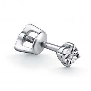 Одиночная серьга из серебра АЛЬКОР с бриллиантом 02-3587/000Б-00 фото