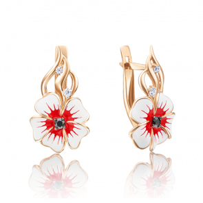 Золотые серьги Platina с фианитом и эмалью 02-3598-00-403-1110-25 фото