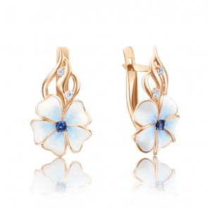 Золотые серьги Platina с фианитом и эмалью 02-3598-00-404-1110-25 фото