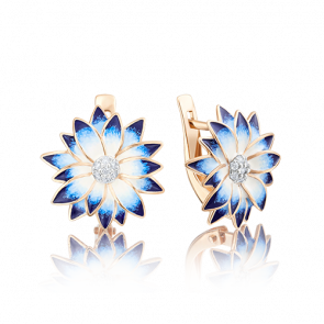 Золотые серьги Platina с фианитом и эмалью 02-3622-01-401-1110-25 фото