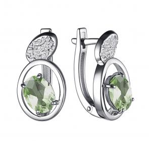Серебряные серьги АЛЬКОР с празиолитом 02-3633/000П-00 фото