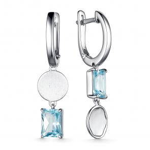 Серебряные серьги АЛЬКОР с топазом 02-3634/00ТБ-00 фото