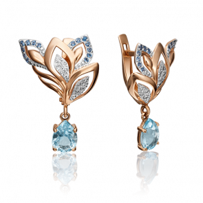 Золотые серьги Platina с топазом и фианитом 02-3652-00-207-1110-46 фото