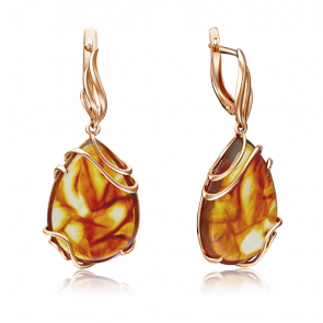 Золотые серьги Platina с янтарём 02-3658-00-271-1110-46 фото