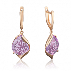 Золотые серьги Platina с аметистом 02-3670-00-203-1110-46 фото