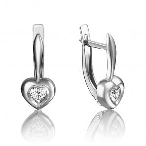 Серьги из белого золота Platina с фианитом 02-3686-00-401-1120 фото