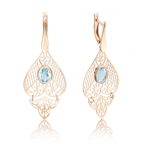 Золотые серьги Platina с топазом 02-3687-00-201-1110-46 фото