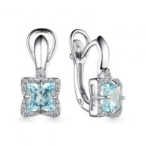 Серебряные серьги АЛЬКОР с топазом и фианитом 02-3688/00ТБ-00 фото