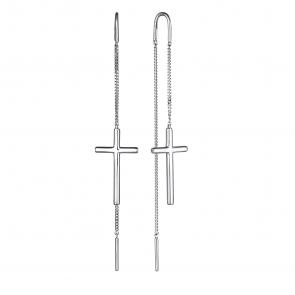 Серебряные серьги-кресты АЛЬКОР 02-3692/0000-00 фото