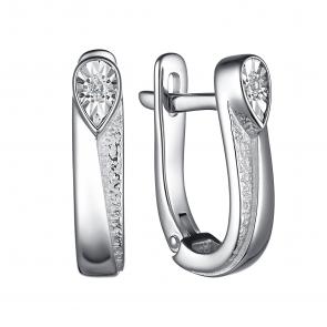 Серебряные серьги АЛЬКОР с бриллиантом 02-3701/000Б-00 фото