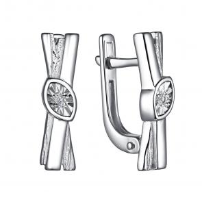 Серебряные серьги АЛЬКОР с бриллиантом 02-3702/000Б-00 фото