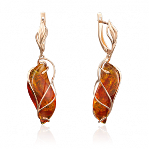 Золотые серьги Platina с янтарём 02-3709-00-271-1110-46 фото