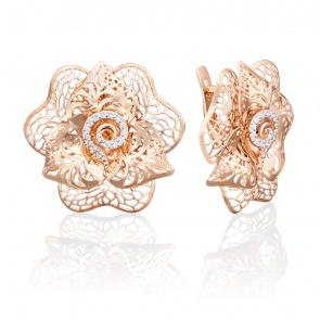 Золотые серьги Platina с фианитом 02-3711-00-401-1110-65 фото